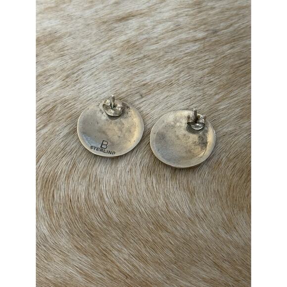 Zuni Bennie Bowekaty Sterling Inlaid Turquoise Spirit Bear Stud Earrings Fetish - Picture 3 of 8